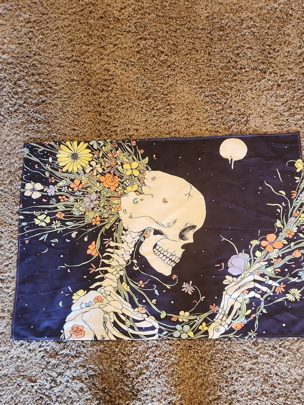 Skeleton And Flower Tapestry